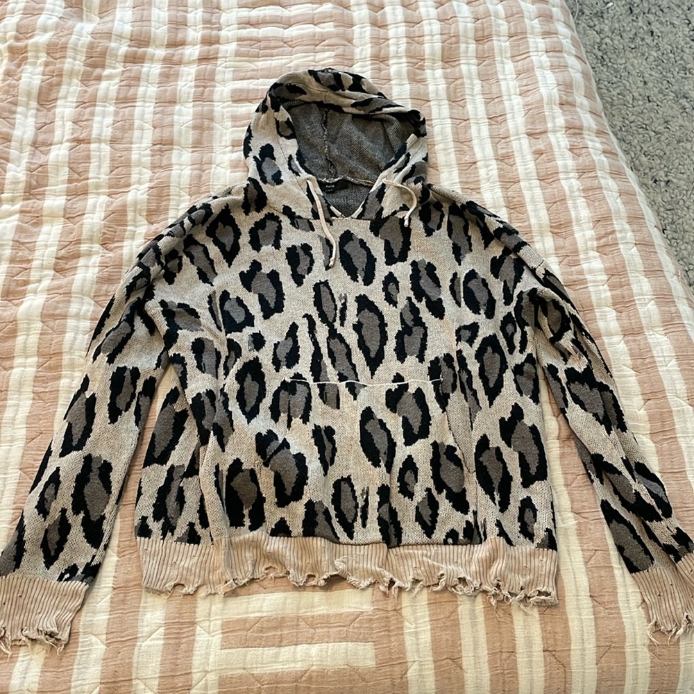 Medium distressed FATE leopard hoodie